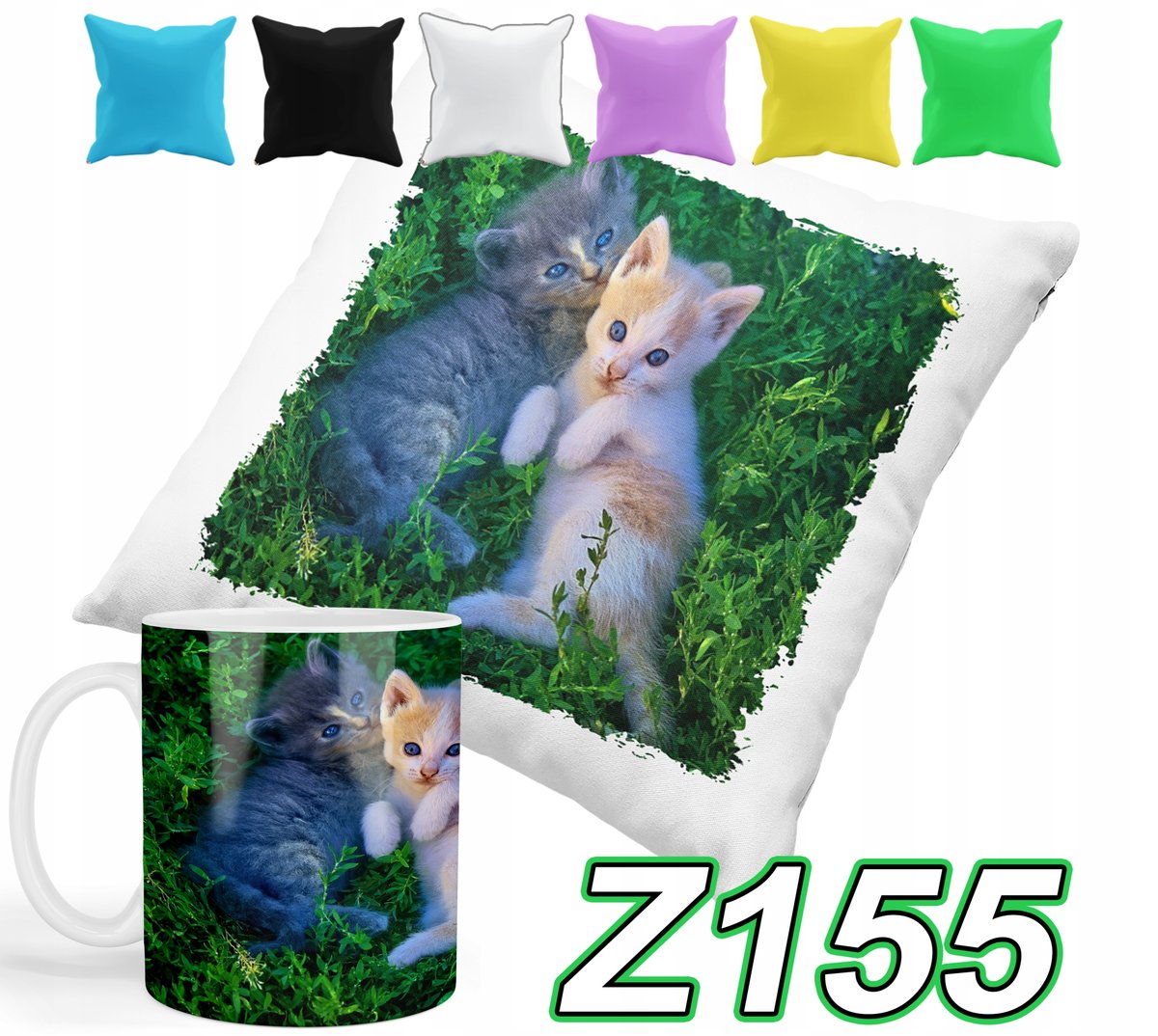 ZESTAW KUBEK +POSZEWKA Z NADRUKIEM PREZENT KOTEK KOTKI+IMIĘ