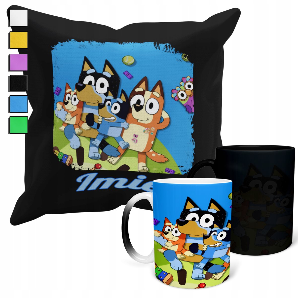 ZESTAW KUBEK MAGICZNY + POSZEWKA Z PODUSZKĄ- NIEBIESKI EY BAJKI PREZENT + I