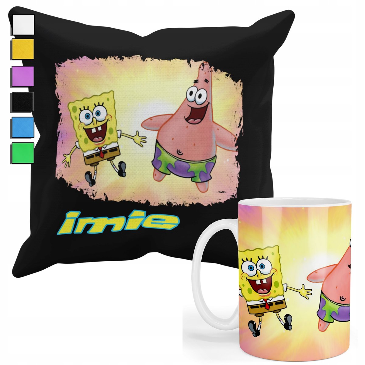 ZESTAW KUBEK + POSZEWKA Z NADRUKIEM-DLA FANA PREZENT GĄBKA PATRYK GĄBKA +IM
