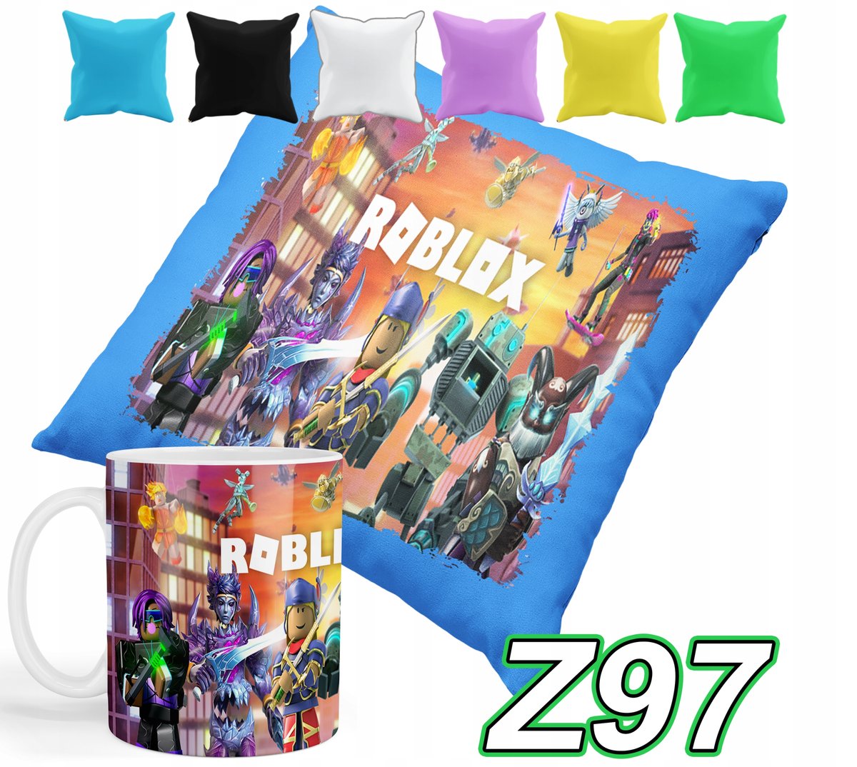 ZESTAW KUBEK + POSZEWKA Z NADRUKIEM ROBLOX LUDZIKI GRY GIERKI + IMIĘ