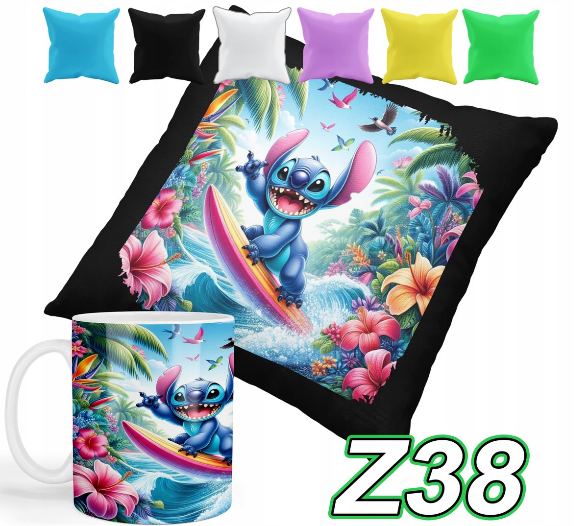 ZESTAW KUBEK +POSZEWKA Z NADRUKIEM PREZENT LILO STICZ ANGEL+IMIĘ