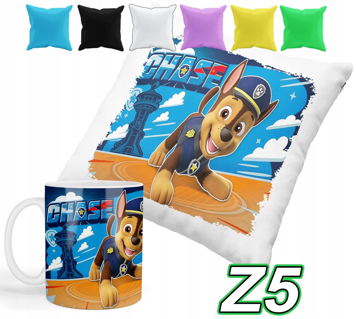 ZESTAW KUBEK + POSZEWKA Z NADRUKIEM PSI PATROL PIESKI+ IMIĘ