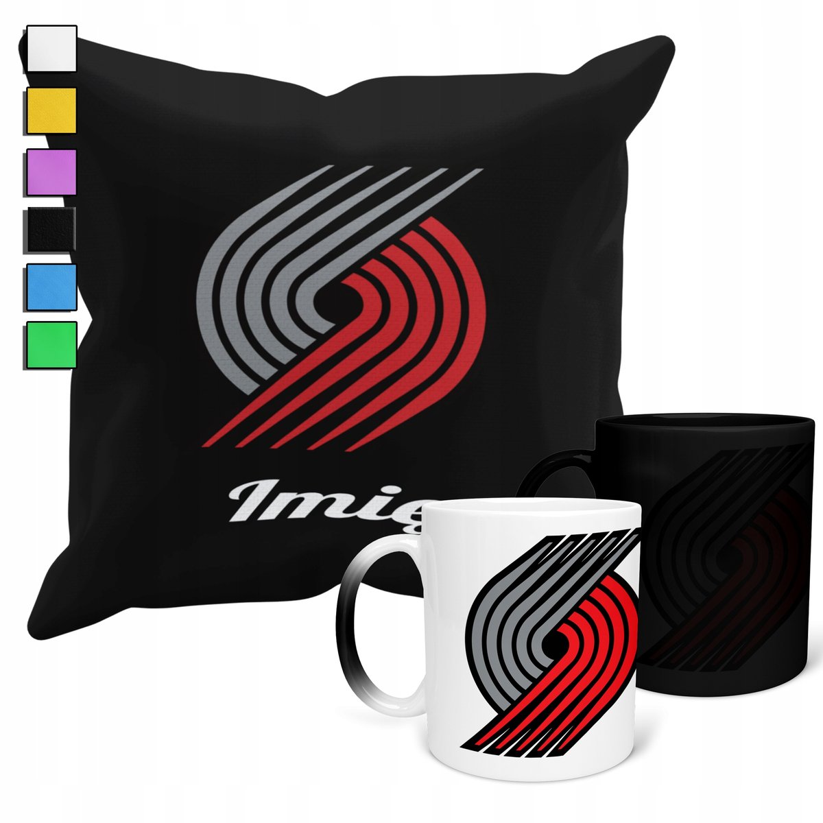 ZESTAW KUBEK MAGICZNY + POSZEWKA Z PODUSZKĄ- PORTLAND TRAIL BLAZERS + IMIĘ