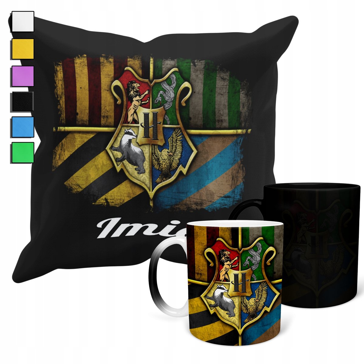ZESTAW KUBEK MAGICZNY + POSZEWKA Z PODUSZKĄ-CZARODZIEJ MAGIA + IMIĘ