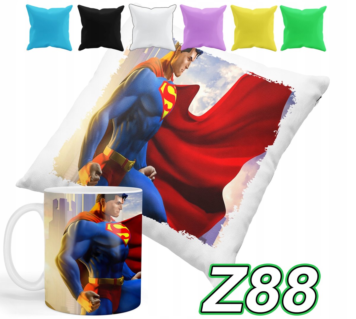 ZESTAW KUBEK + POSZEWKA Z NADRUKIEM SUPERMAN BOHATER SERIALE + IMIĘ