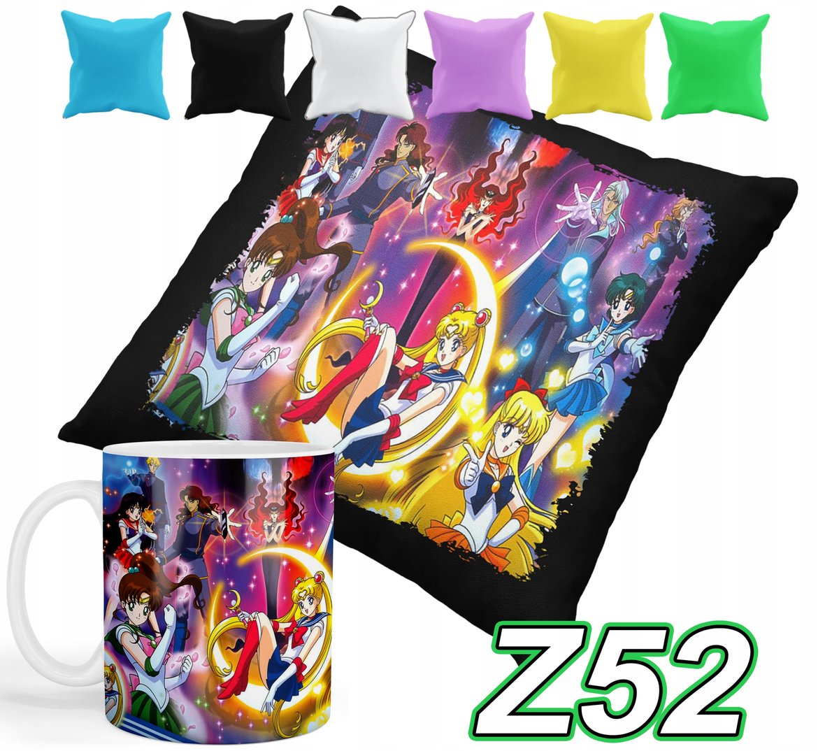 ZESTAW KUBEK + POSZEWKA Z NADRUKIEM SAILOR MOON CZARODZIEJKI + IMIĘ