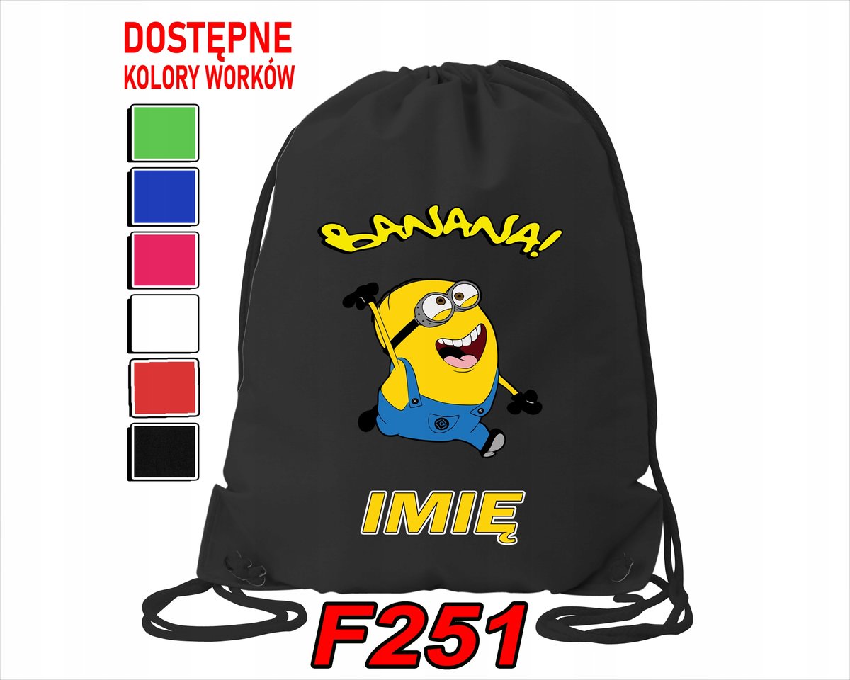 WOREK SZKOLNY NA WF SPORTOWY NA BUTY DLA DZIECI MINIONKI - IMIĘ