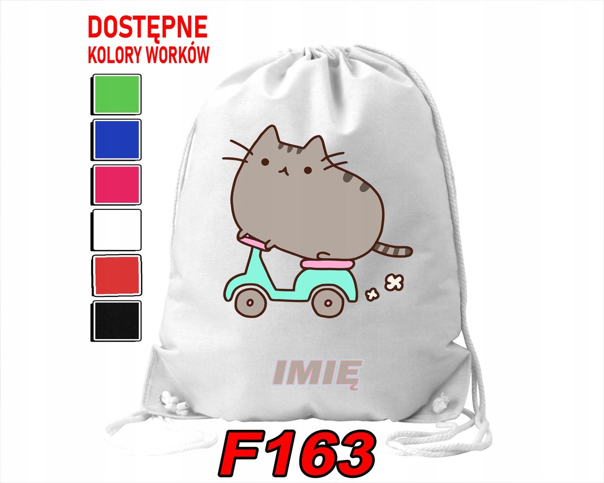WOREK SZKOLNY NA WF SPORTOWY NA BUTY WYBRANE WZORY KOTKI MISIE- IMIĘ