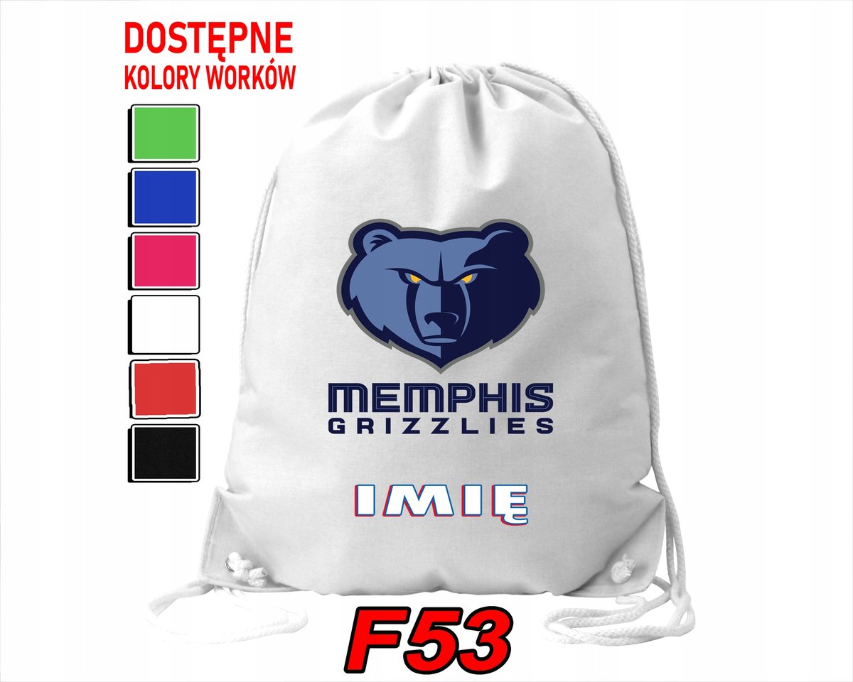 WOREK SZKOLNY NA WF SPORTOWY MEMPHIS GRIZZLES NBA BASKET - IMIĘ