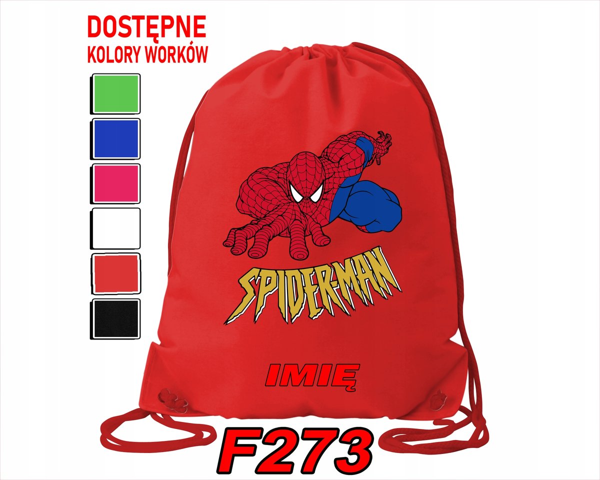 WOREK SZKOLNY NA WF SPORTOWY NA BUTY SPIDERMAN MARVEL AVENGERS- IMIĘ