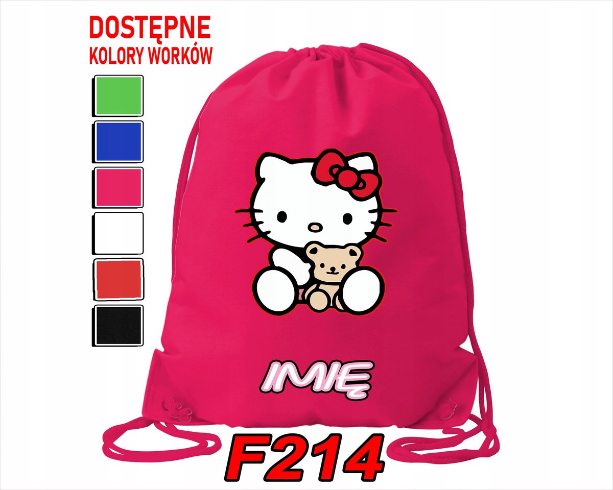 WOREK SZKOLNY NA WF SPORTOWY NA BUTY HELLO KITTY KOTEK SŁODZIA- IMIĘ