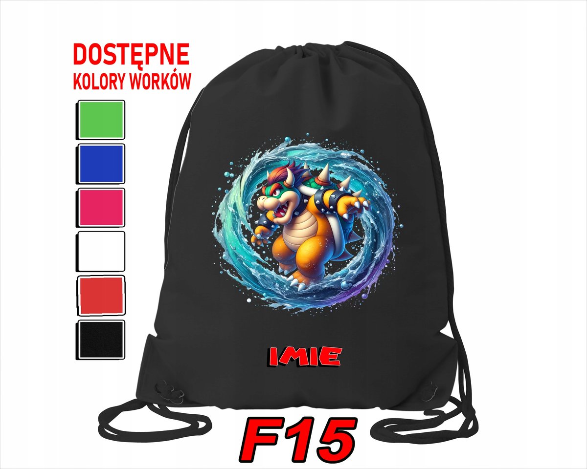 WOREK SZKOLNY NA WF TRENING SPORTOWY Z NADRUKIEM SUPER MARIO - IMIĘ