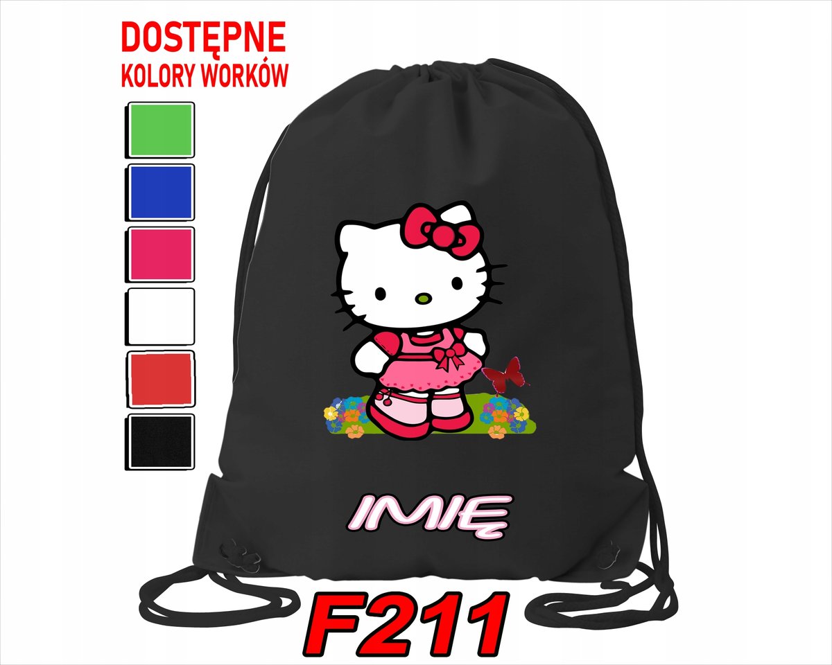 WOREK SZKOLNY NA WF SPORTOWY NA BUTY HELLO KITTY KOTEK SŁODZIA- IMIĘ