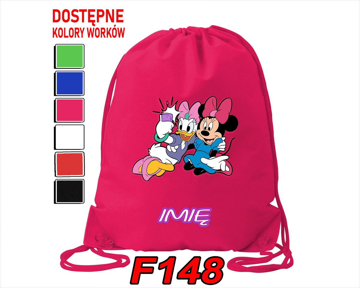WOREK SZKOLNY NA WF SPORTOWY MYSZKA MINI KACZOR DAISI MIKI - IMIĘ