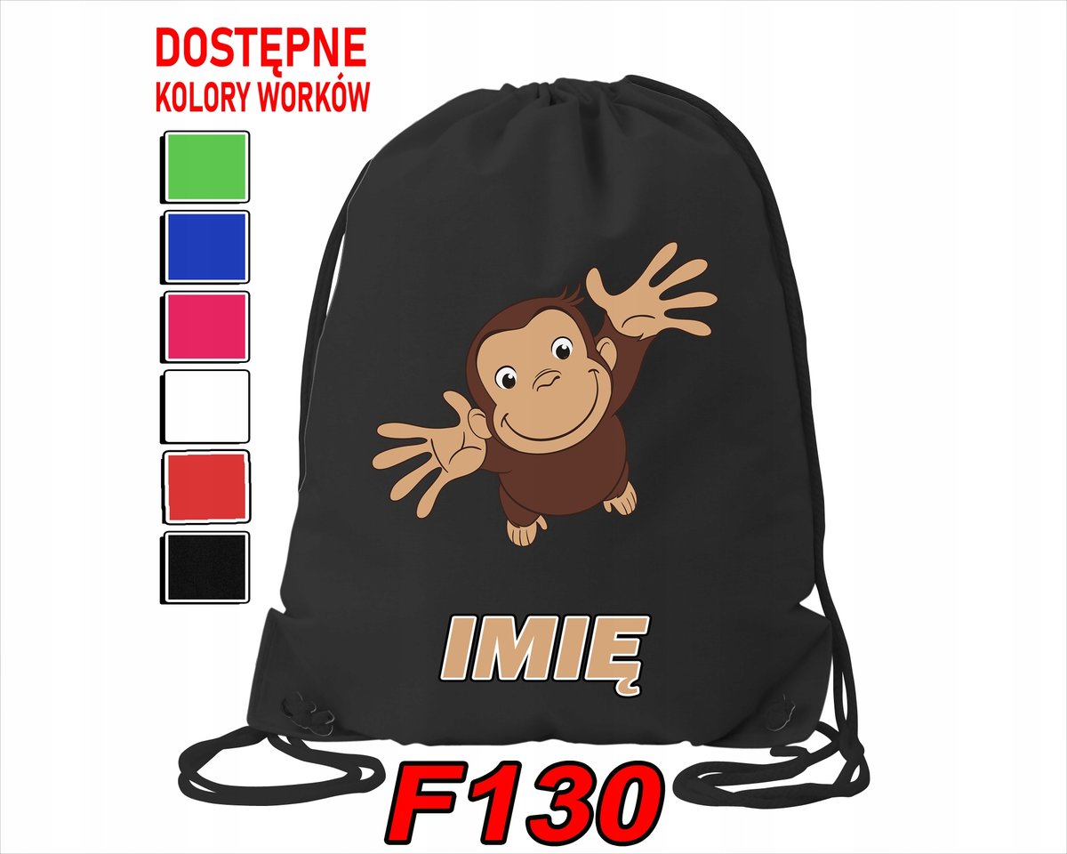 WOREK SZKOLNY NA WF SPORTOWY CIEKAWSKI GEORGE MAŁPKA BAJKI - IMIĘ