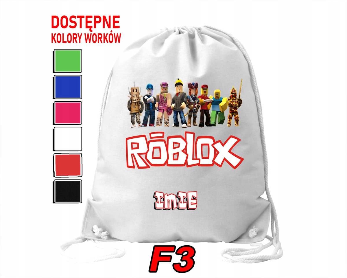 WOREK SZKOLNY NA WF TRENING SPORTOWY Z NADRUKIEM ROBLOX - IMIĘ