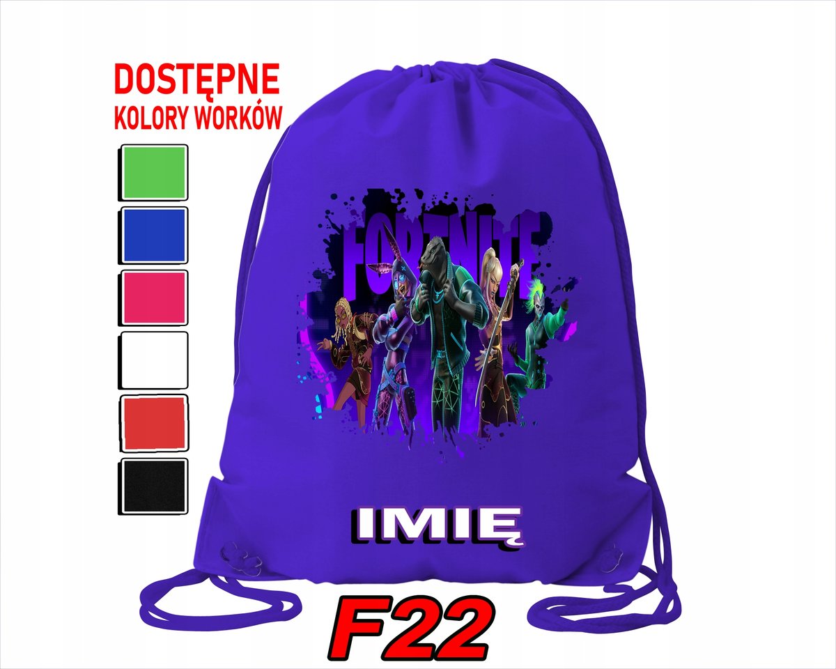 WOREK SZKOLNY NA WF TRENING SPORTOWY Z NADRUKIEM FORTNAIT - IMIĘ