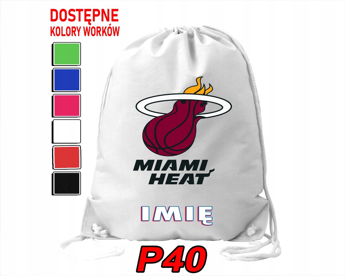 Worek Szkolny Na Wf Trening Buty Sportowy Dla Fana Miami Heat Nba Basket