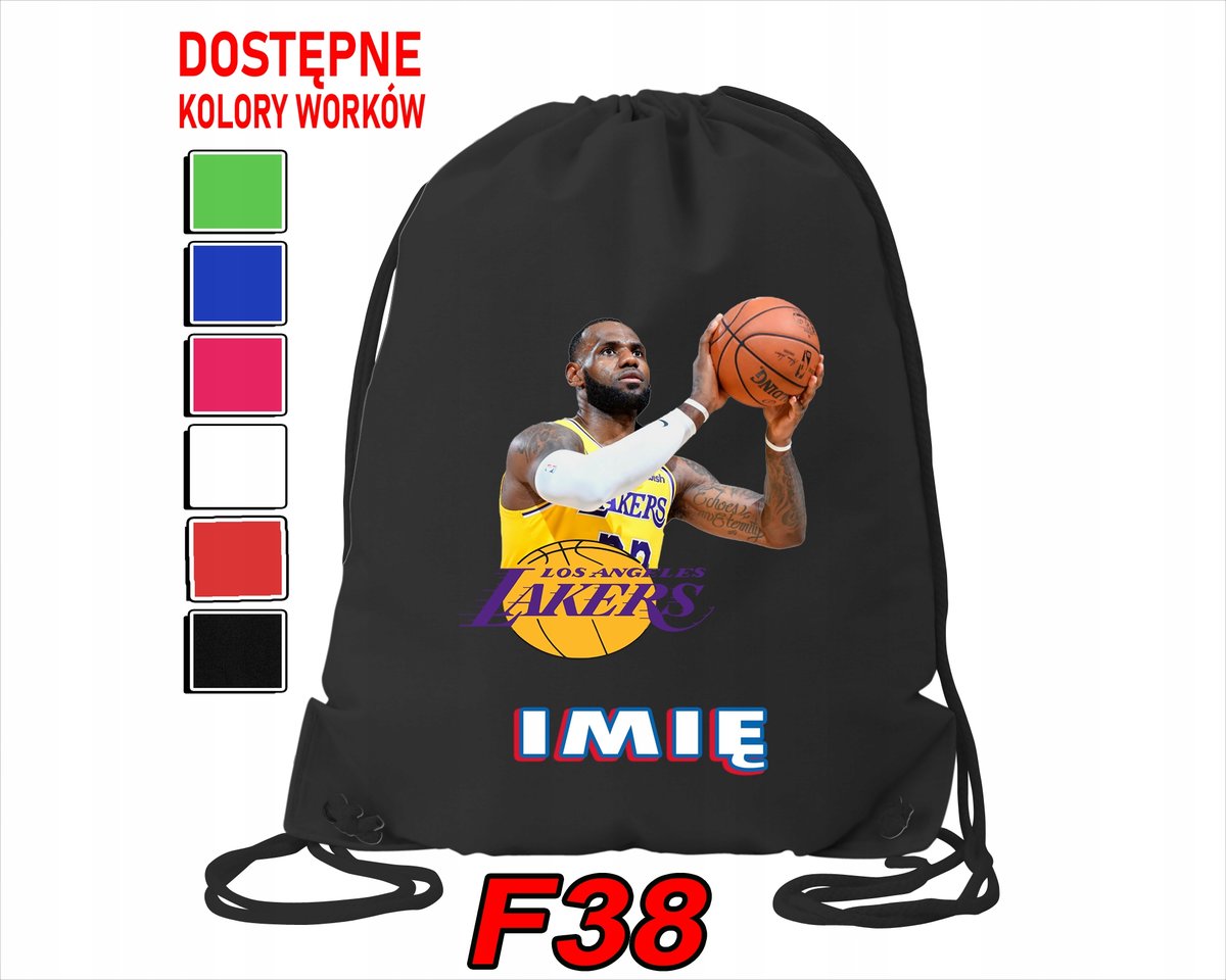 WOREK SZKOLNY NA WF SPORTOWY LEBRON JAMES LA LAKERS NBA BASKET -IMIĘ