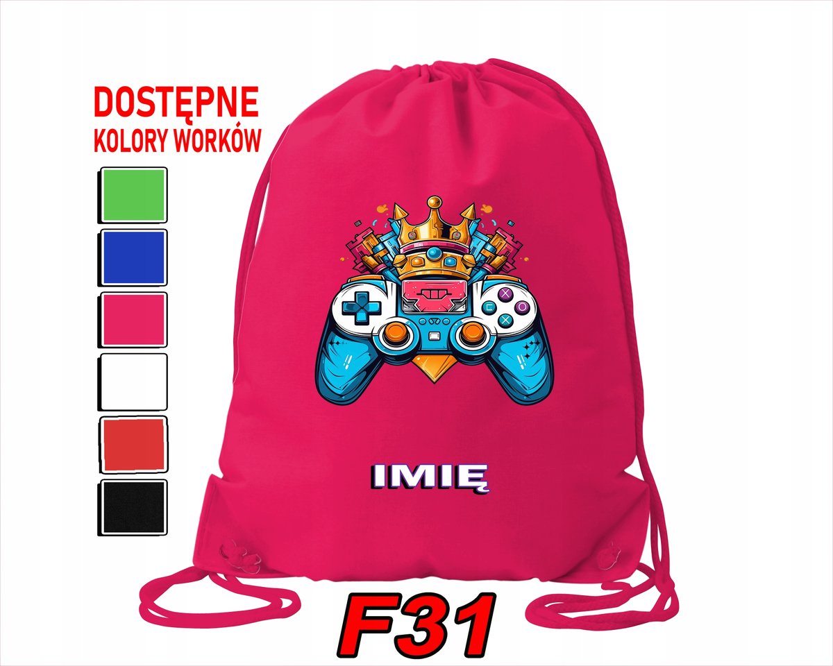 WOREK SZKOLNY NA WF TRENING SPORTOWY Z NADRUKIEM GAME PAD - IMIĘ
