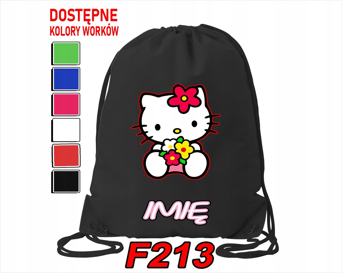 WOREK SZKOLNY NA WF SPORTOWY NA BUTY HELLO KITTY KOTEK SŁODZIA- IMIĘ