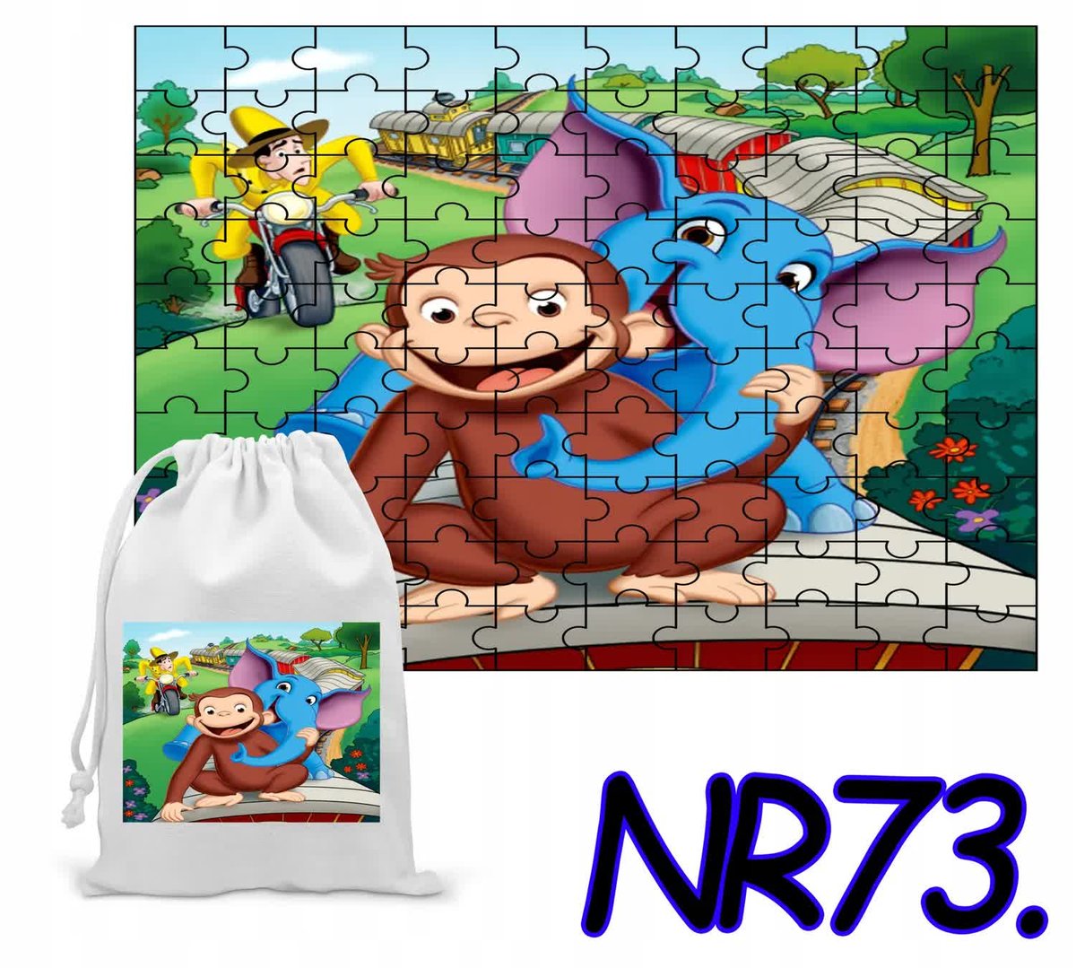 Puzzle 110 El. Układanka Prezent Ciekawski George + Woreczek Z Nadrukiem