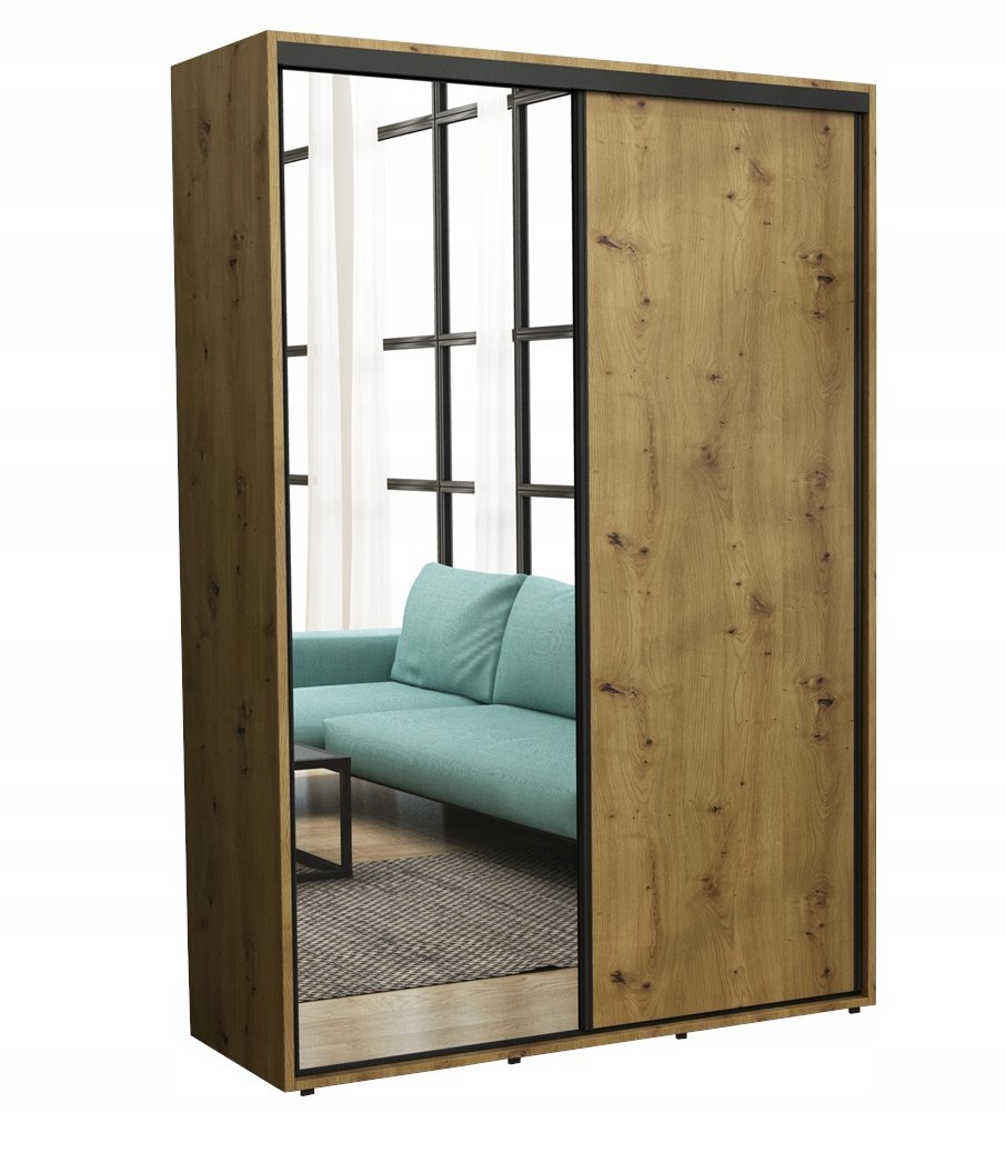 Szafa Przesuwna Iga Czarne Okucia LUSTRO 160 x 242 Artisan