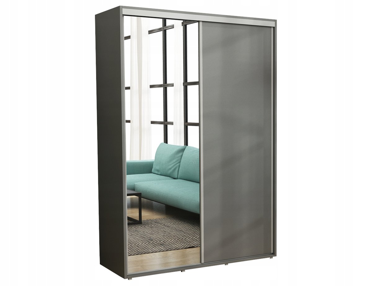 Szafa Przesuwna Iga LUSTRO 160 x 242 Antracyt/ Duża/Pojemna