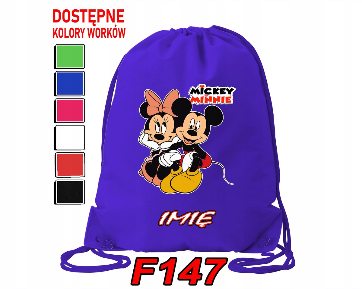 WOREK SZKOLNY NA WF SPORTOWY MYSZKA MINI KACZOR DAISI MIKI - IMIĘ