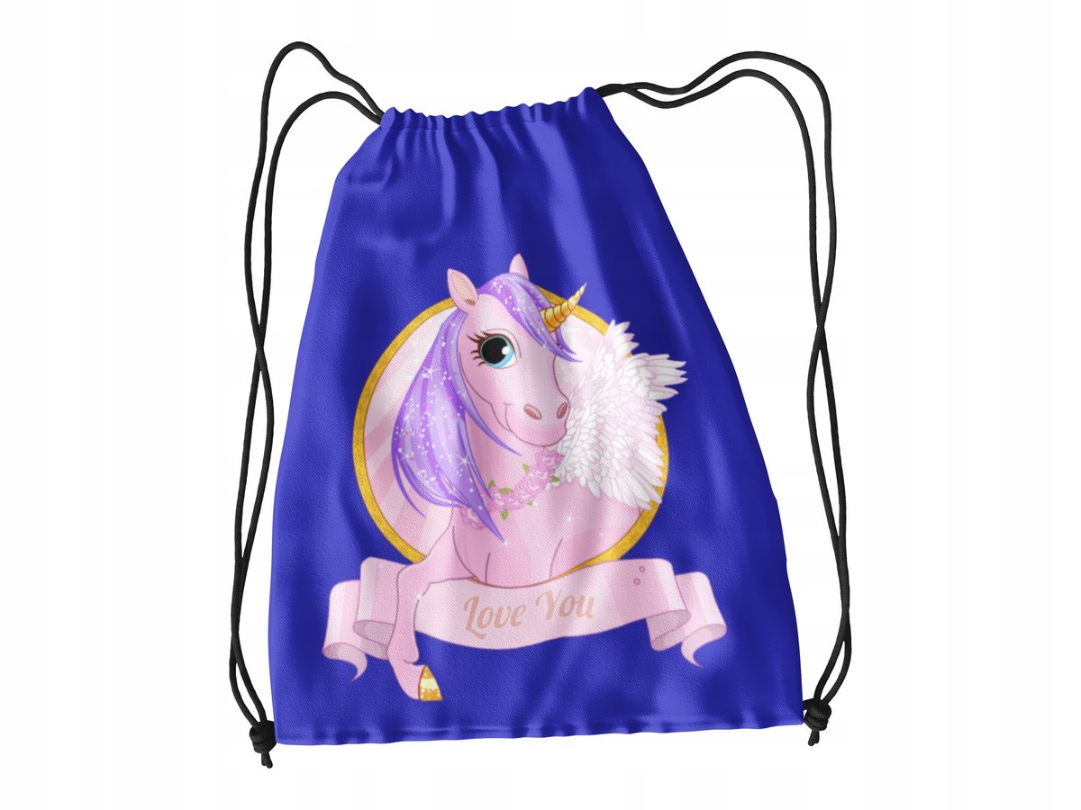 WOREK DO SZKOŁY WF/BUTY UNICORNE KONIE+IMIĘ