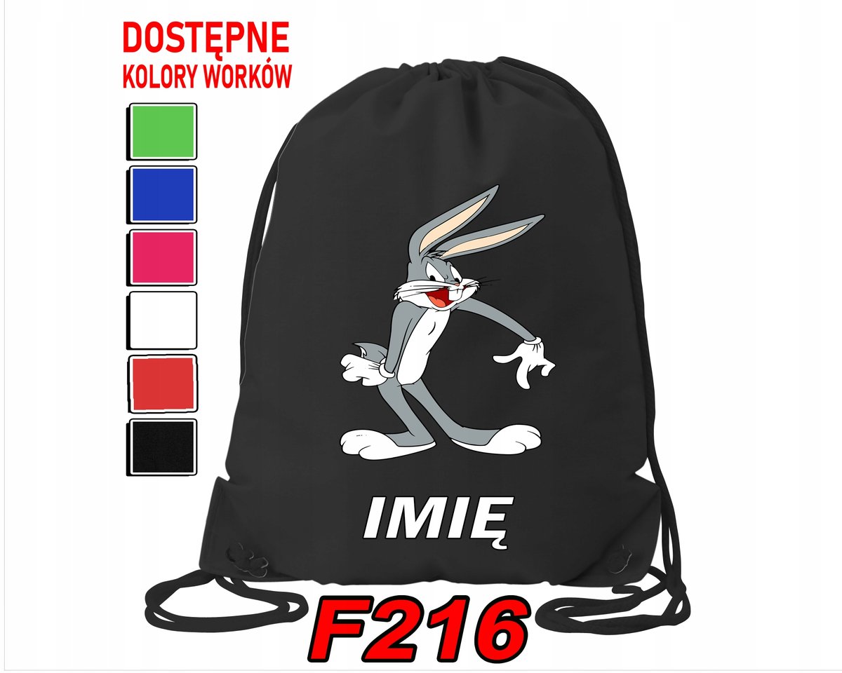 WOREK SZKOLNY NA WF SPORTOWY NA BUTY DLA DZIECI KRÓLIK BUGS - IMIĘ