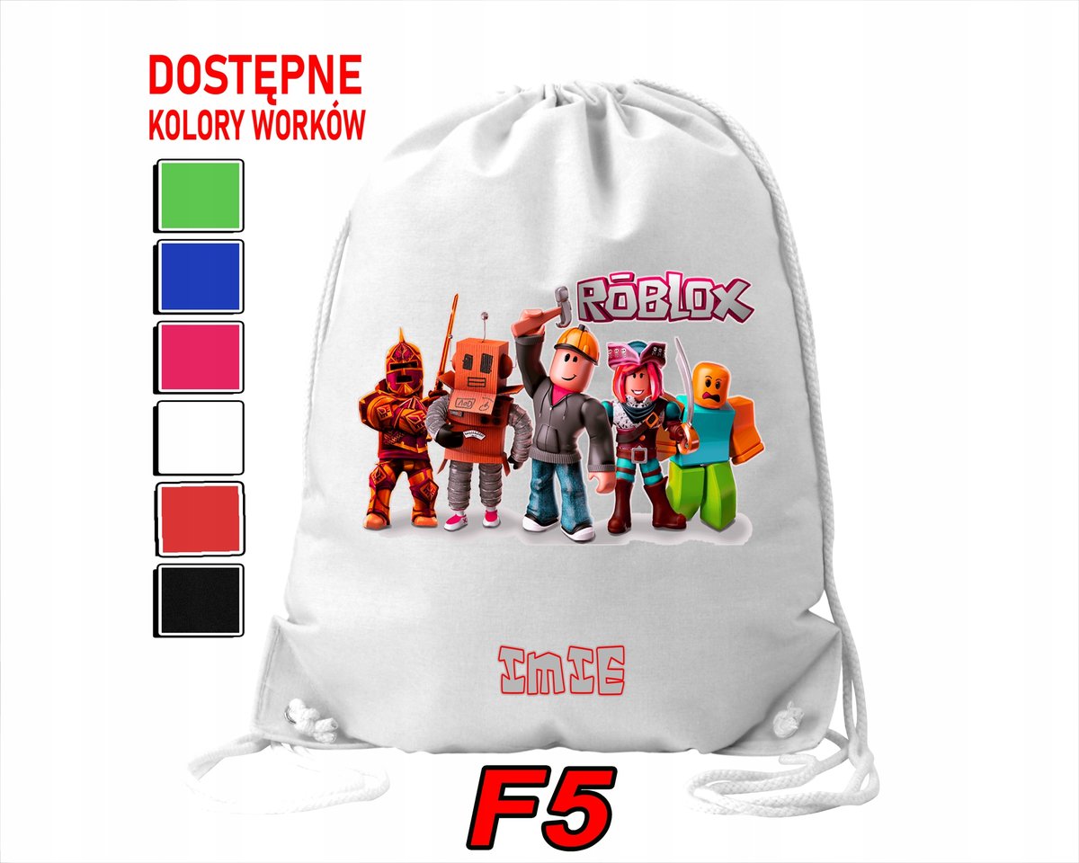 WOREK SZKOLNY NA WF TRENING SPORTOWY Z NADRUKIEM ROBLOX - IMIĘ