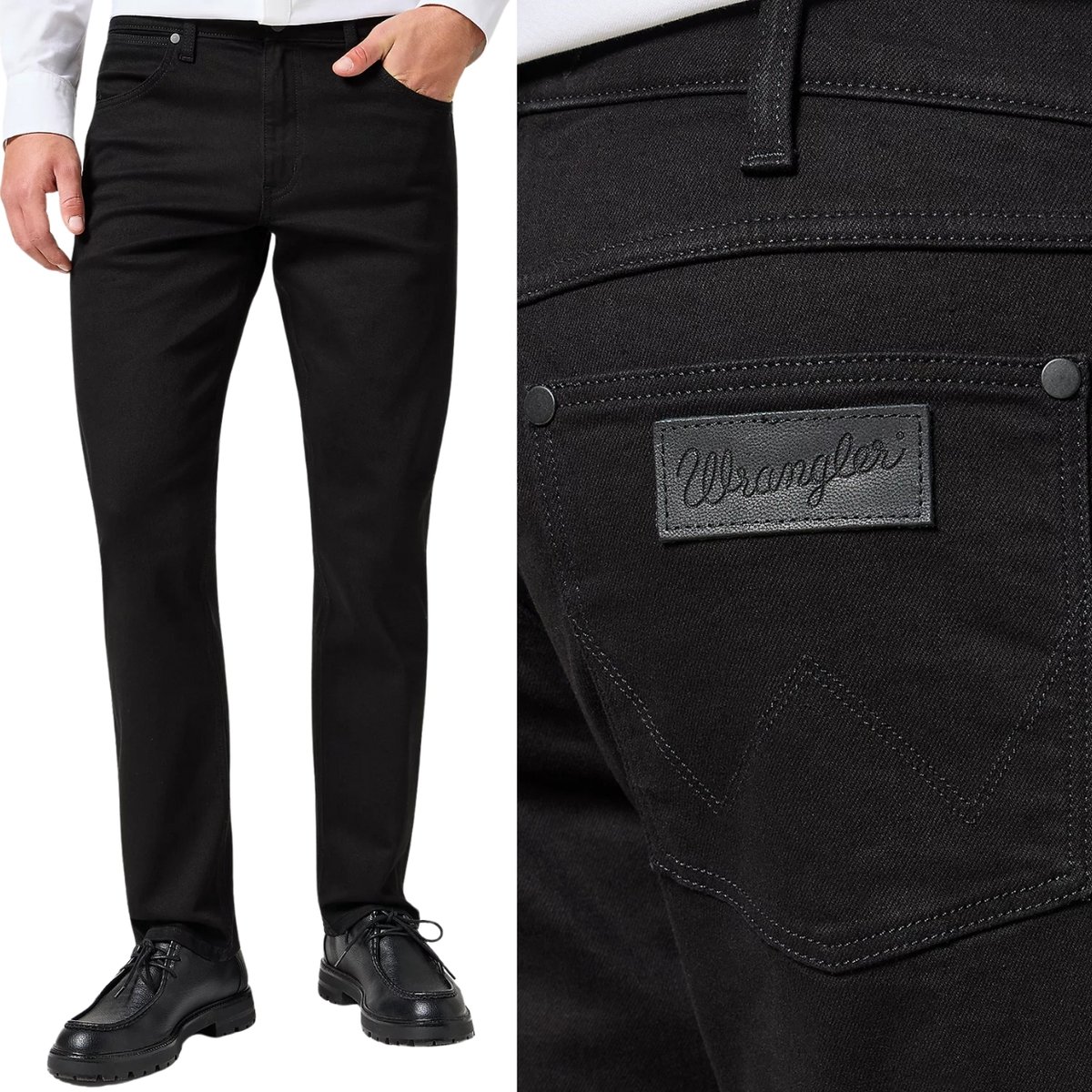 Wrangler GREENSBORO FREE TO STRETCH WYGODNE CZARNE SPODNIE JEANSOWE W36 L36