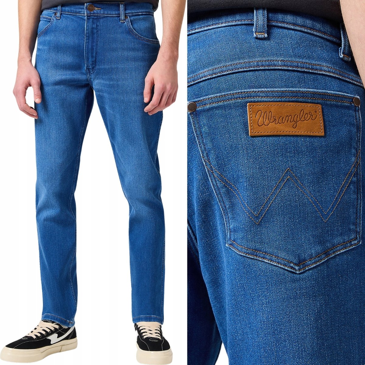 Wrangler RIVER FREE TO STRETCH KLASYCZNE ZWĘŻANE SPODNIE JEANSOWE W28 L32