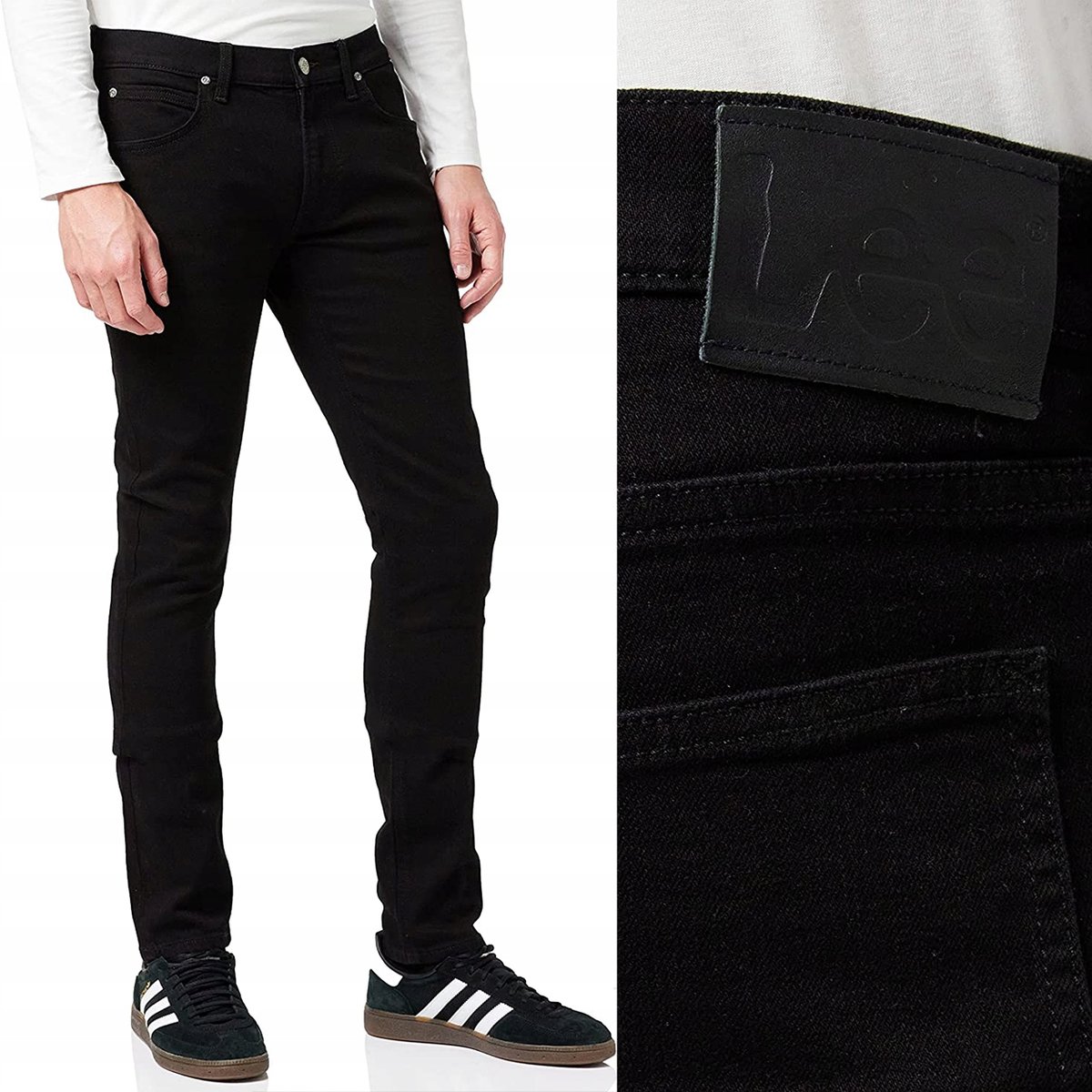 Lee LUKE SLIM Clean Black MOCNO ZWĘŻANE CZARNE SPODNIE JEANSOWE W36 L32