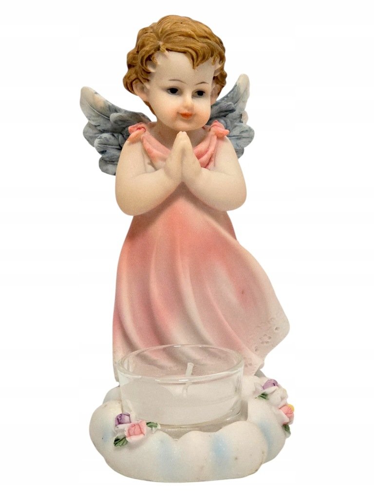 Figurka Aniołek Różowy Świeczka 17cm TG012444B