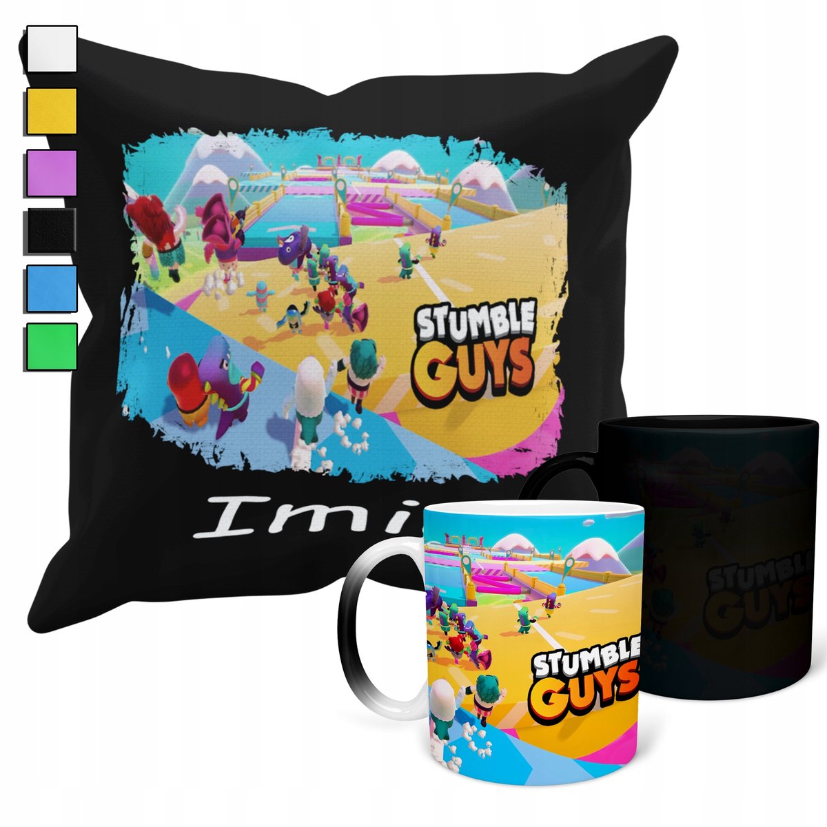 ZESTAW KUBEK MAGICZNY + POSZEWKA Z PODUSZKĄ- STAMBEL GAJS GRY PREZENT+ IMIĘ