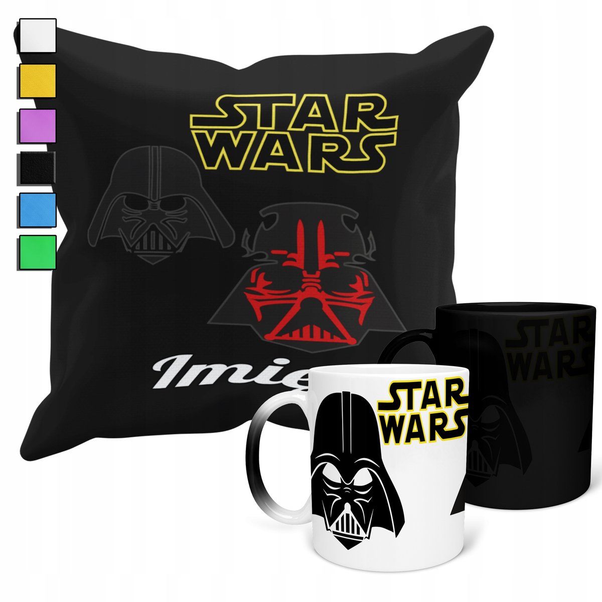 ZESTAW KUBEK MAGICZNY + POSZEWKA Z PODUSZKĄ- STAR WARS PREZENT + IMIĘ