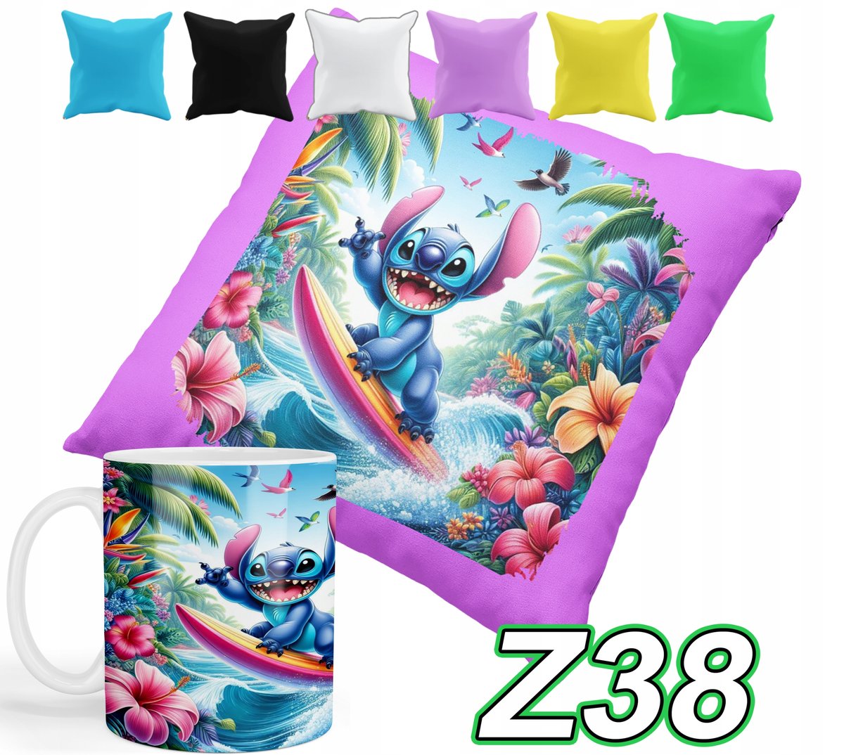 ZESTAW KUBEK +POSZEWKA Z NADRUKIEM PREZENT LILO STICZ ANGEL+IMIĘ