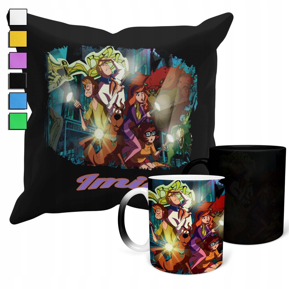 ZESTAW KUBEK MAGICZNY ZMIENIAJĄCY KOLOR + POSZEWKA SCOOBY DOO + IMIĘ