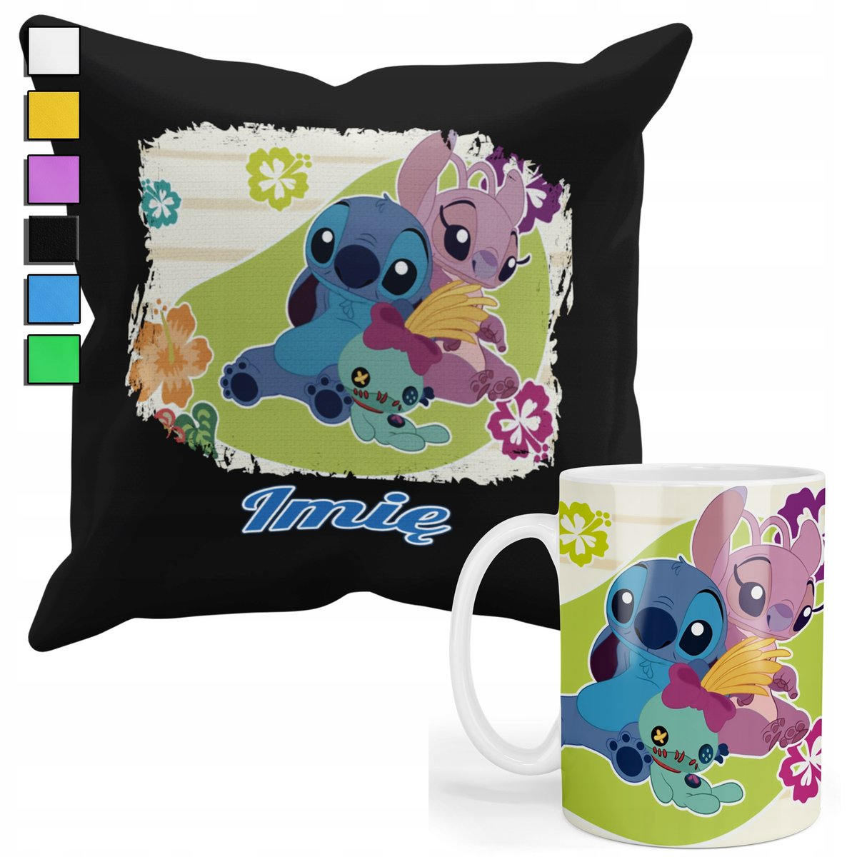 ZESTAW KUBEK + PODUSZKA Z POSZEWKĄ- PREZENT DLA FANA LILO&STICH + IMIĘ