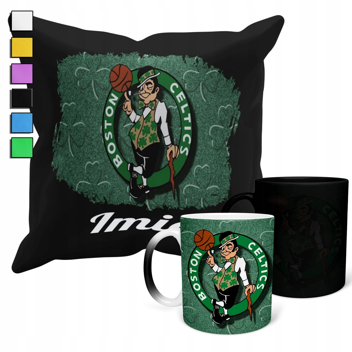 ZESTAW KUBEK MAGICZNY + POSZEWKA Z PODUSZKĄ- NBA BOSTON CELTICS + IMIĘ