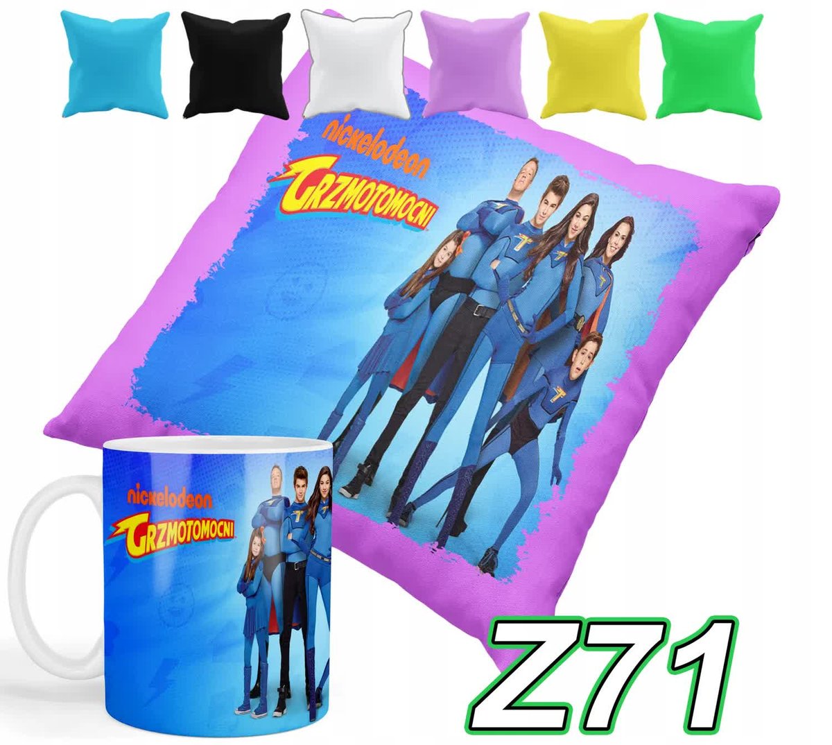 ZESTAW KUBEK + POSZEWKA Z NADRUKIEM PREZENT GRZMOTOMOCNI + IMIĘ