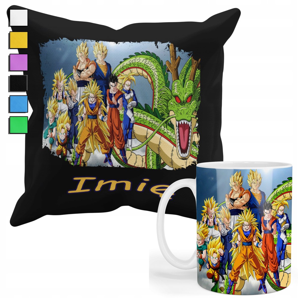 ZESTAW KUBEK + POSZEWKA Z NADRUKIEM-DLA FANA PREZENT DRAGONBALL +IMIĘ