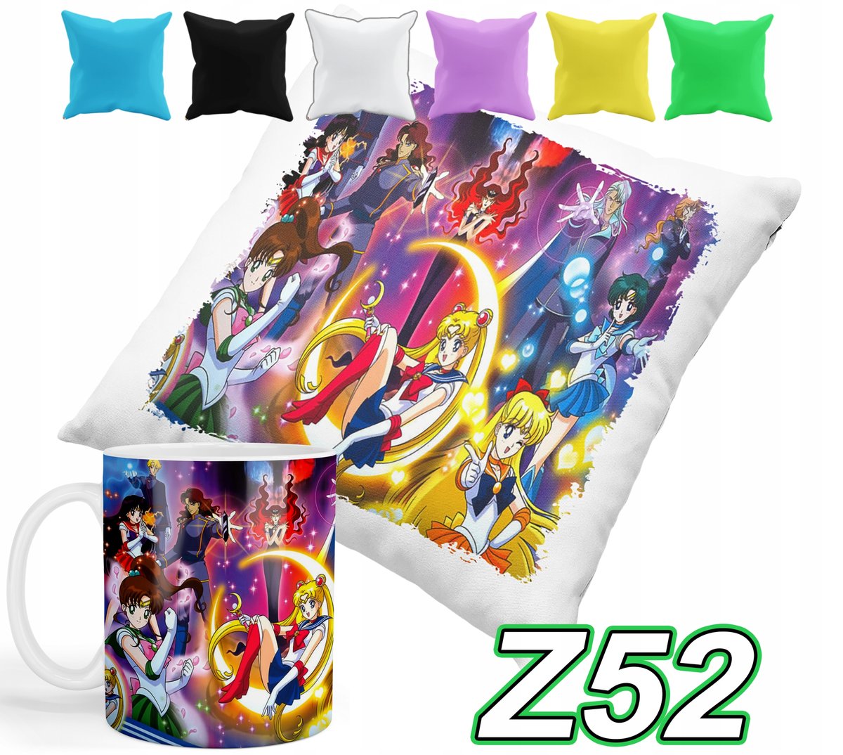 ZESTAW KUBEK + POSZEWKA Z NADRUKIEM SAILOR MOON CZARODZIEJKI + IMIĘ