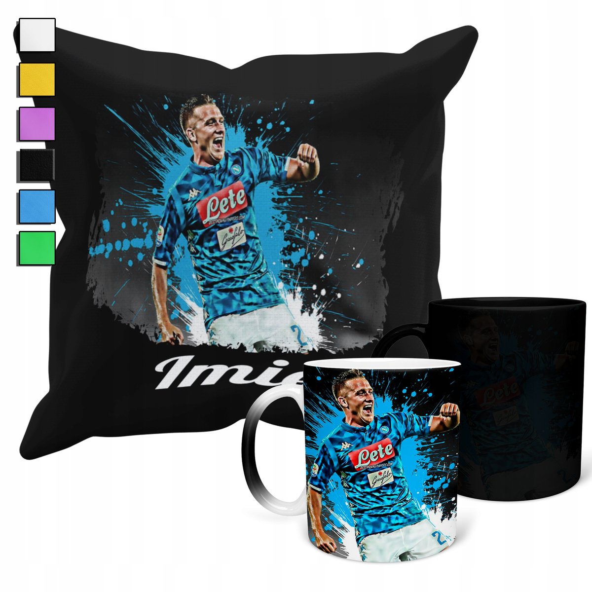 ZESTAW KUBEK MAGICZNY + POSZEWKA Z PODUSZKĄ- PIOTR ZIELIŃSKI NAPOLI+ IMIĘ