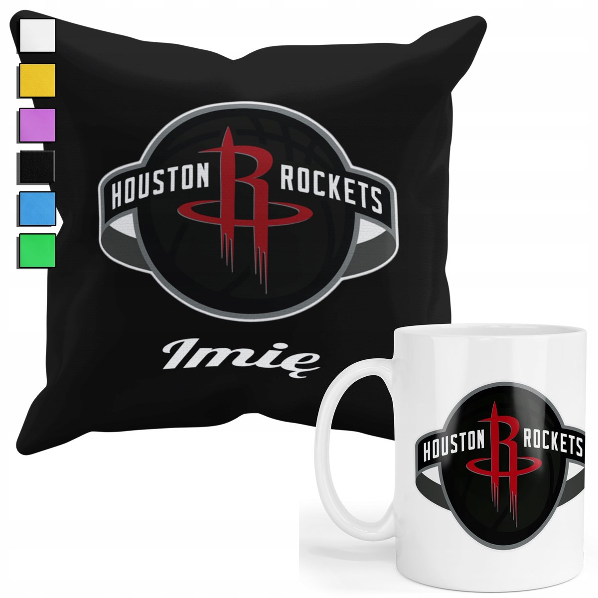 ZESTAW KUBEK + POSZEWKA Z NADRUKIEM-DLA FANA NBA HOUSTON ROCKETS +IMIĘ
