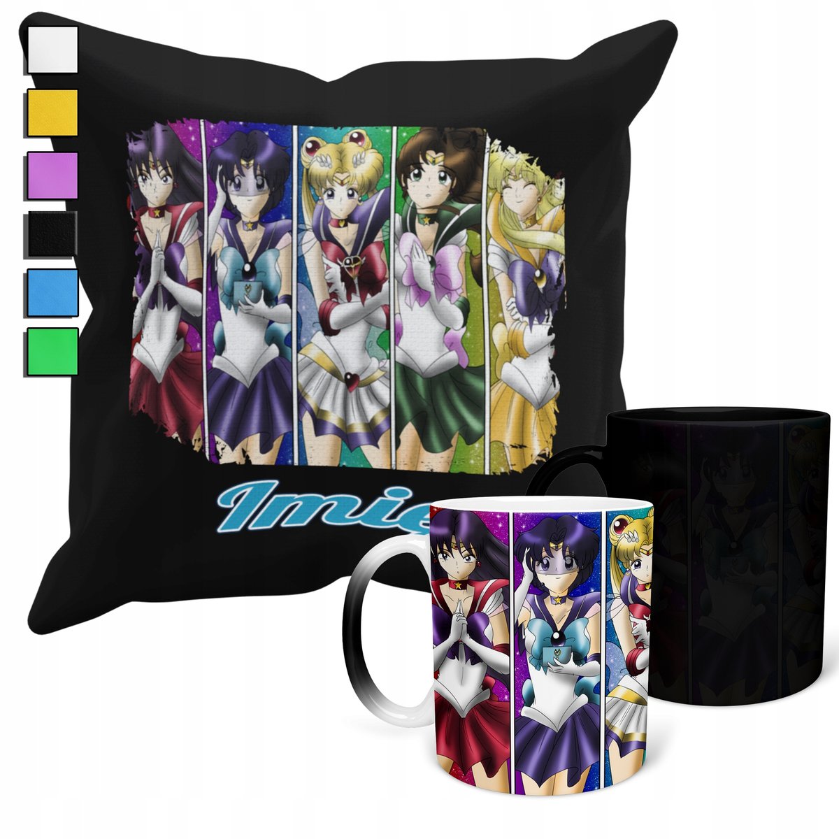 ZESTAW KUBEK MAGICZNY + POSZEWKA Z PODUSZKĄ-SAILOR MOON CZARODZIEJKI + IMIĘ
