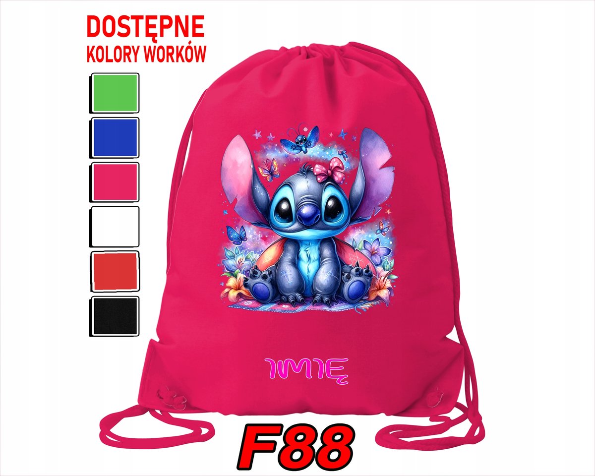 WOREK SZKOLNY NA WF SPORTOWY LILO & STICZ & ANGEL SŁODZIAKI - IMIĘ