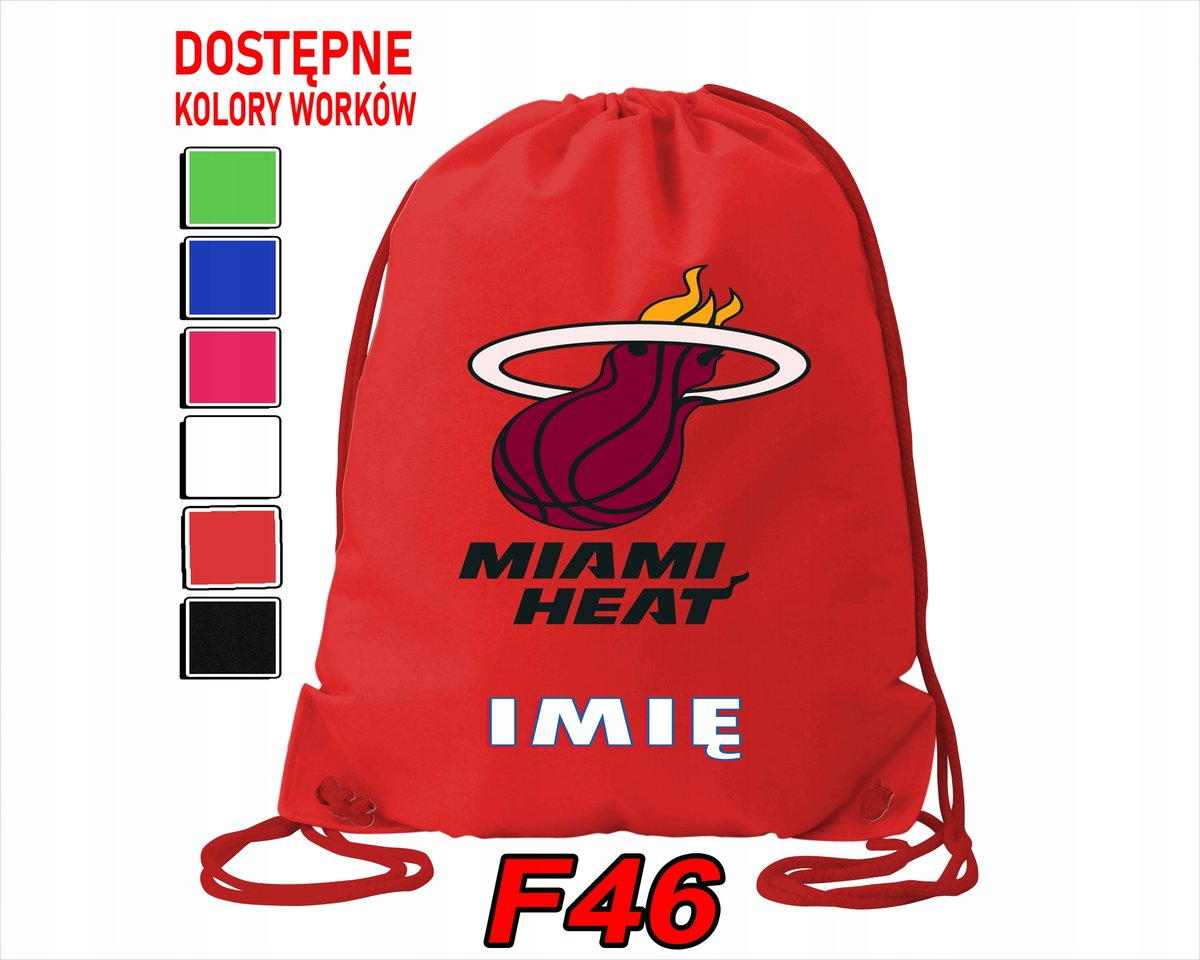 WOREK SZKOLNY NA WF SPORTOWY MIAMI HEAT NBA BASKETBALL - IMIĘ